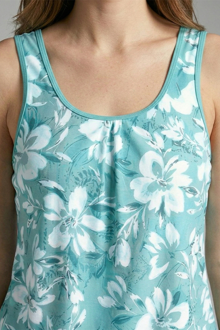 Women’s Tankini Set with Floral Print and Shorts-Style Bottoms