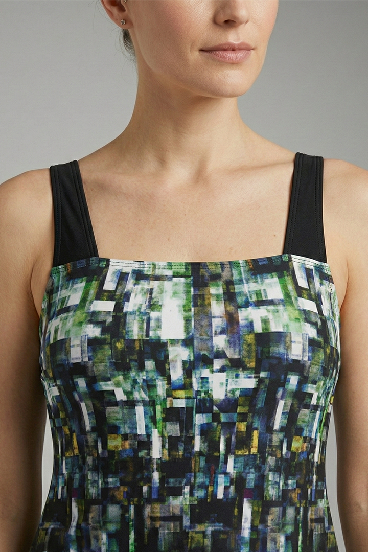 Women’s Tankini Set with Printed Top and High-Waisted Shorts