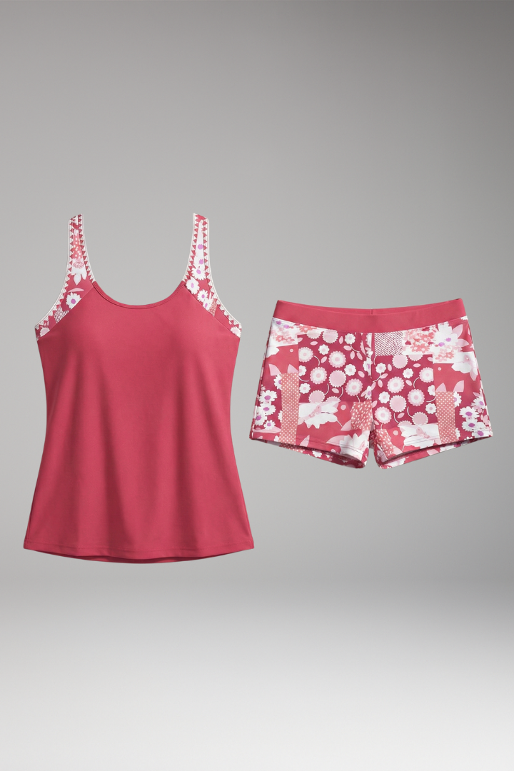 Women’s Tankini Set with Racerback and Floral Print