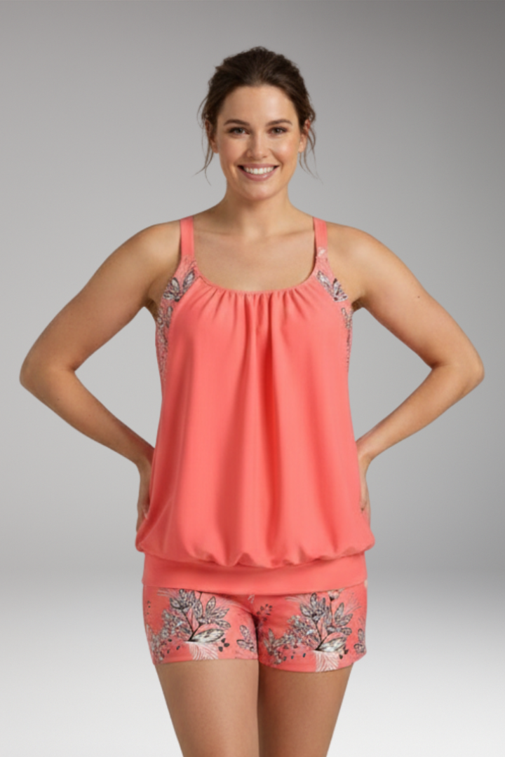 Women’s Tankini Set with Sleeveless Top and Adjustable Straps
