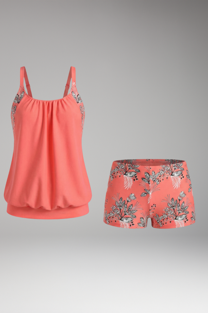 Women’s Tankini Set with Sleeveless Top and Adjustable Straps