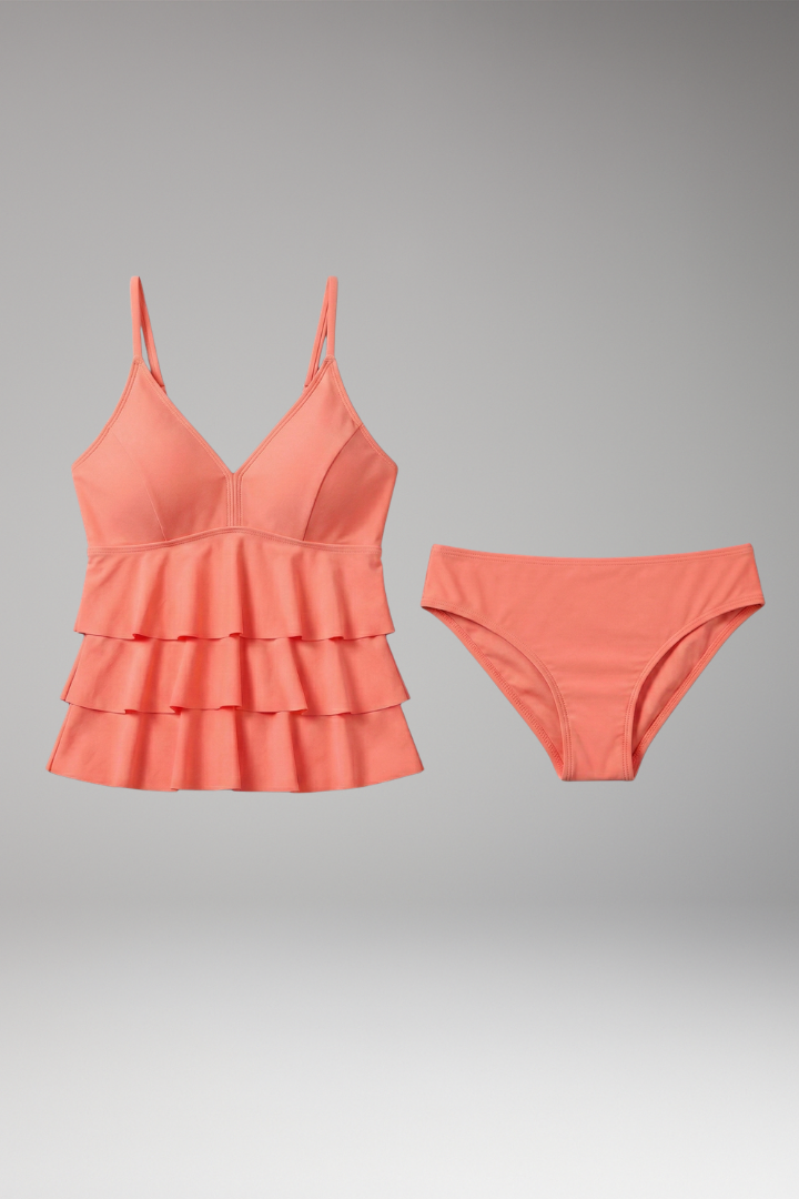 Women’s Tankini with Adjustable Straps and Layered Design