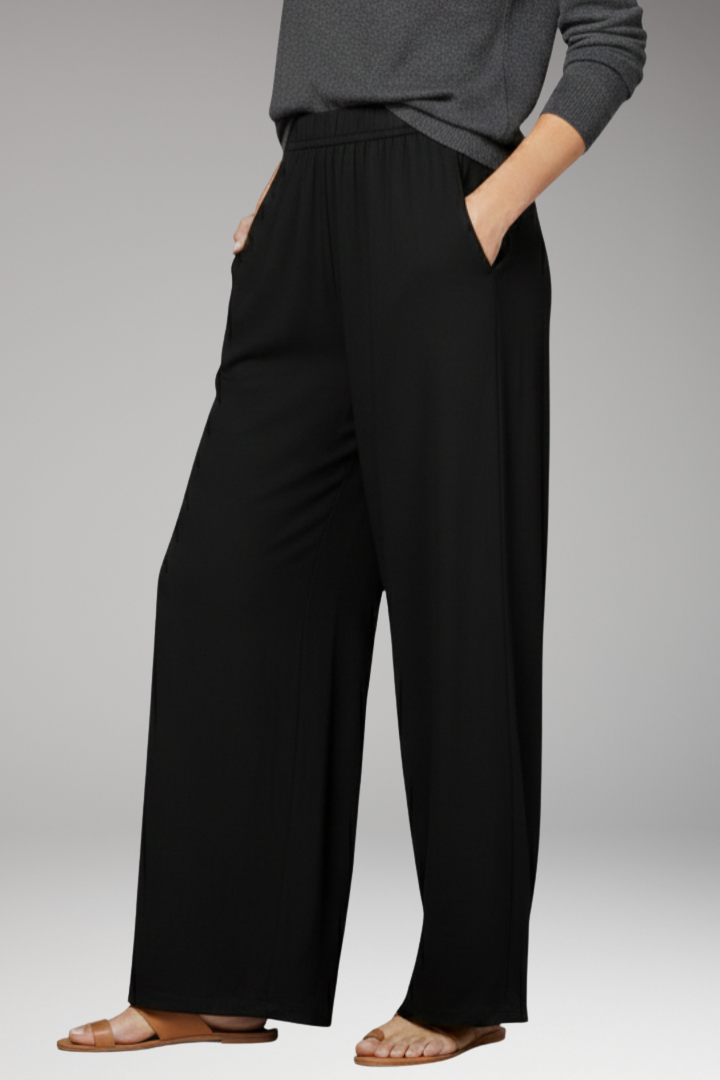 Women's Tapered Trousers with Elastic Waist and Side Pockets