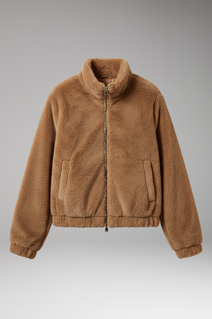 Women’s Teddy Bomber Jacket with Front Zip