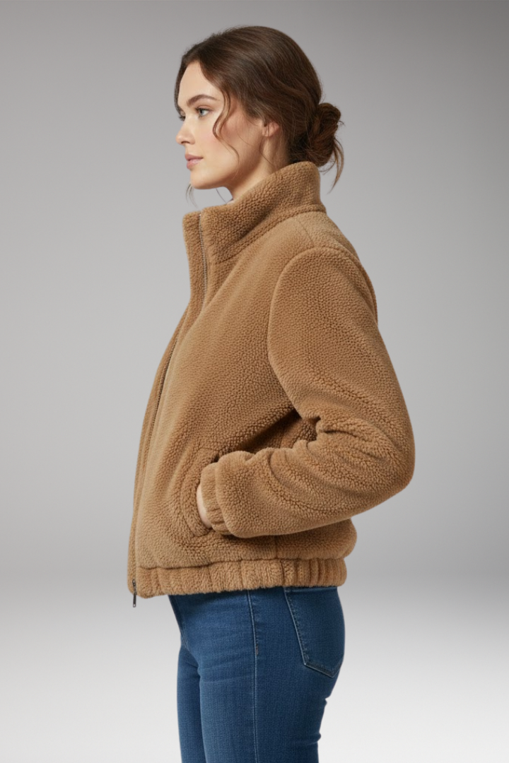 Women’s Teddy Bomber Jacket with Front Zip