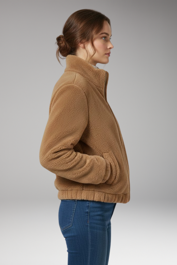 Women’s Teddy Bomber Jacket with Front Zip