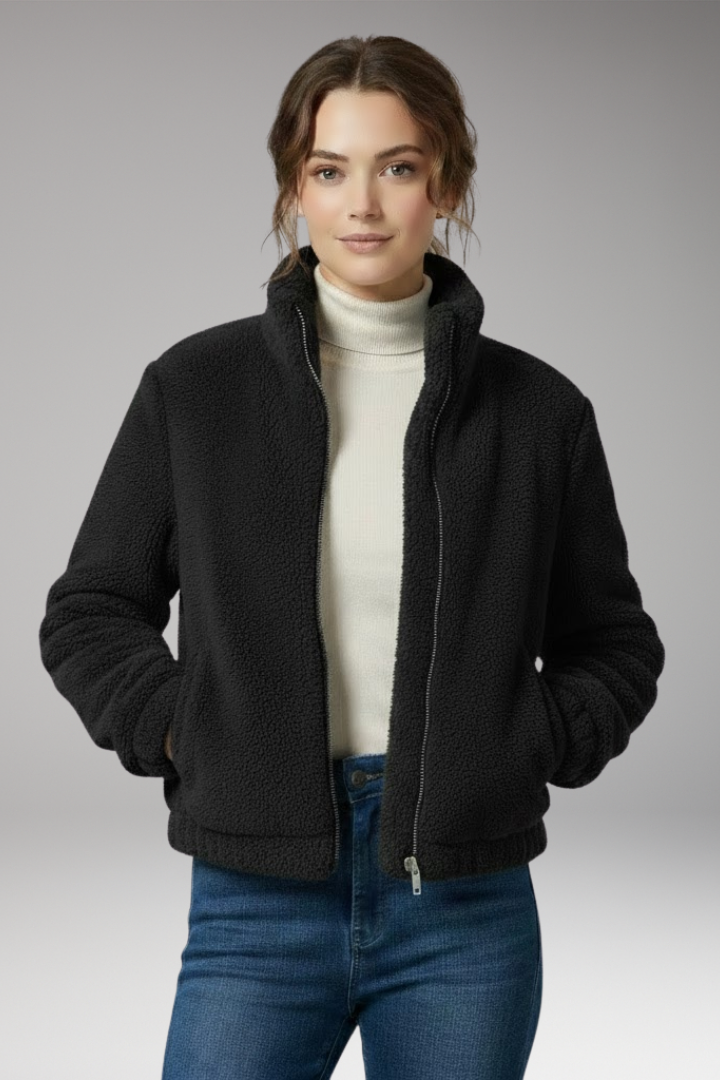 Women’s Teddy Bomber Jacket with Front Zip
