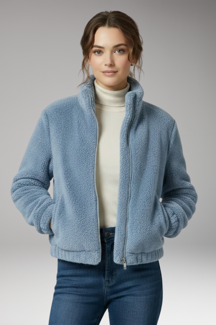 Women’s Teddy Bomber Jacket with Front Zip