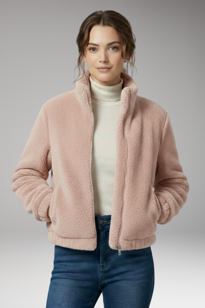 Women’s Teddy Bomber Jacket with Front Zip