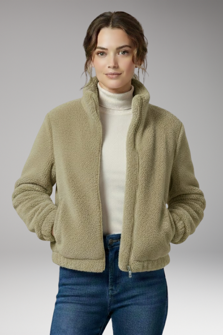 Women’s Teddy Bomber Jacket with Front Zip
