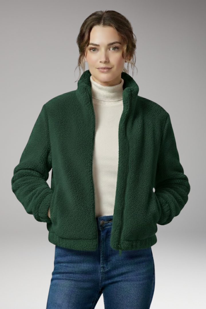 Women’s Teddy Bomber Jacket with Front Zip