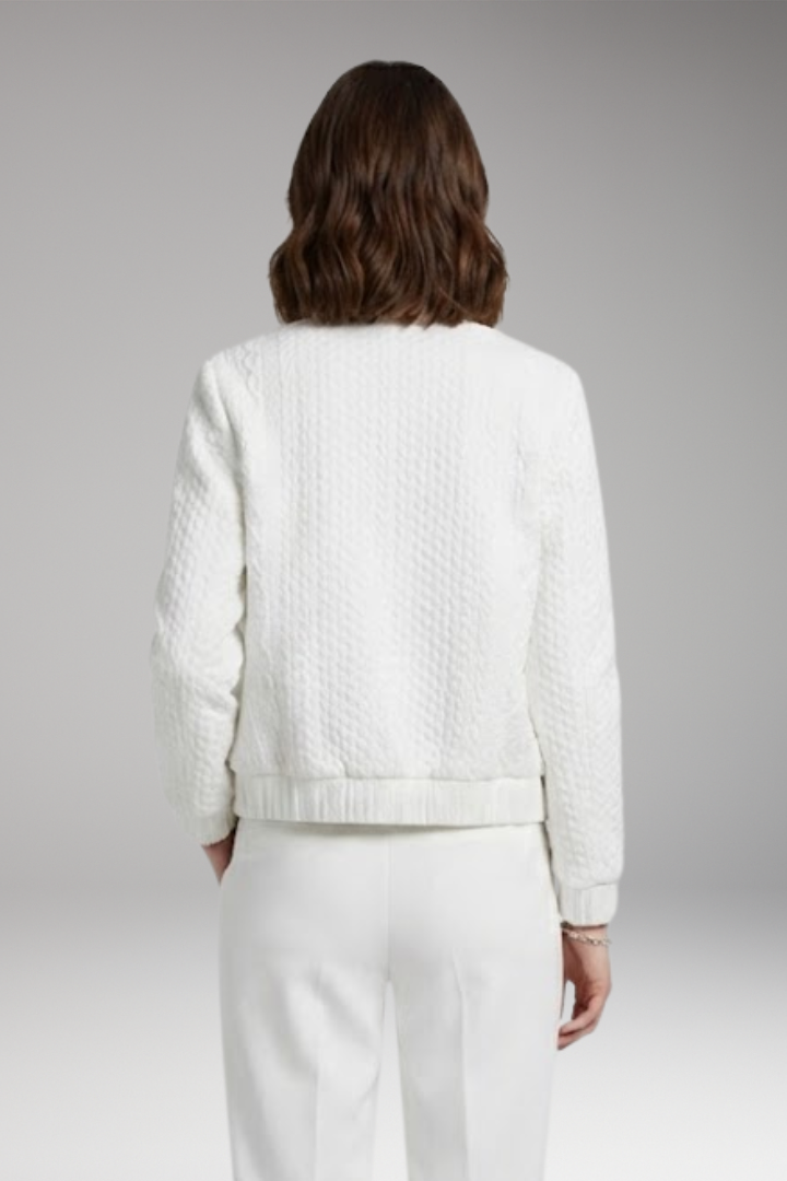 Women’s Textured Bomber Jacket with Stand Collar