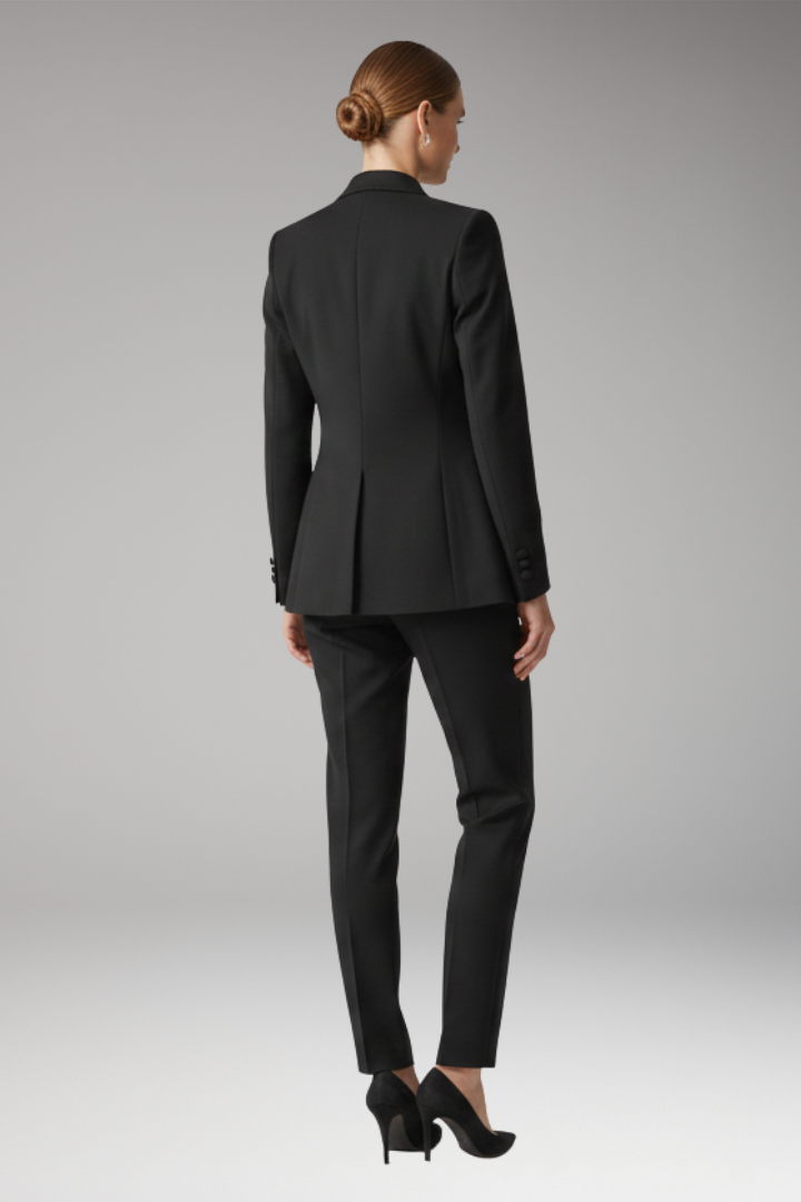 Women’s Three Piece Suit Set with Notched Jacket and Straight Trousers