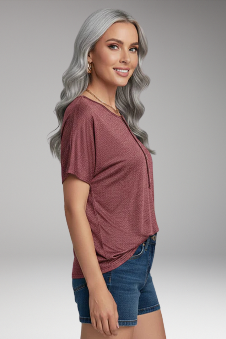 Women’s Top with Button Placket and Front Knot