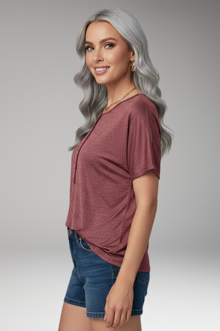 Women’s Top with Button Placket and Front Knot