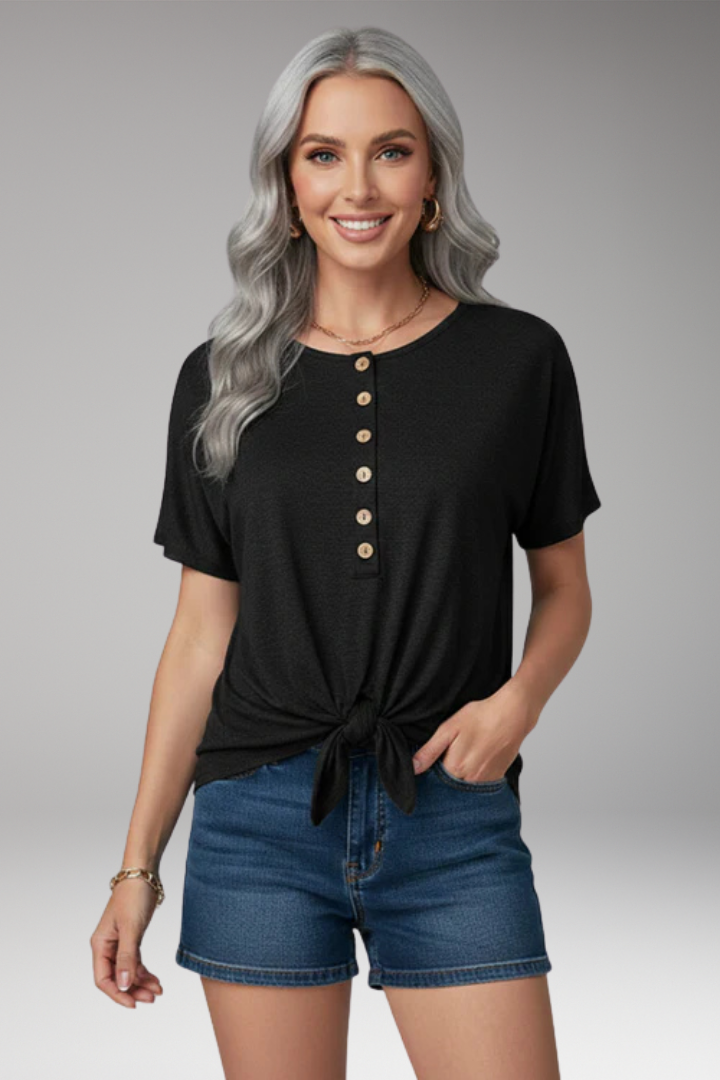 Women’s Top with Button Placket and Front Knot