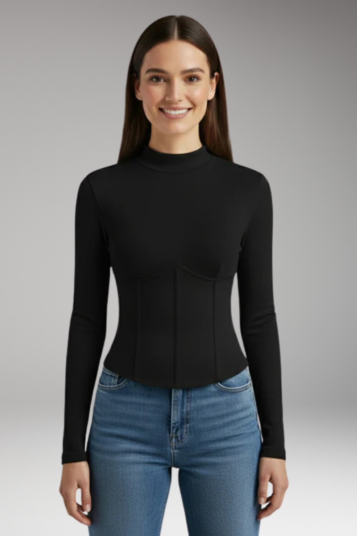 Women’s Top with High Neck and Long Sleeves