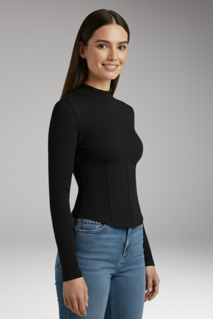 Women’s Top with High Neck and Long Sleeves