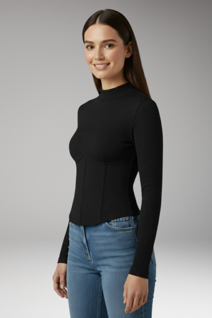 Women’s Top with High Neck and Long Sleeves
