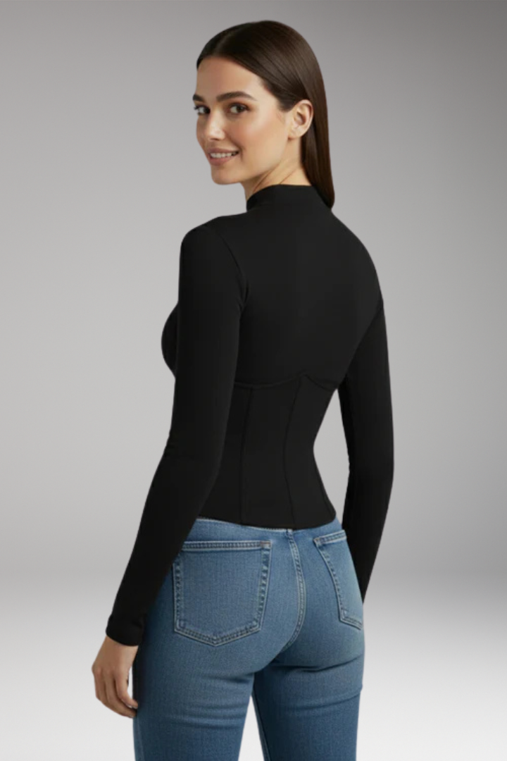 Women’s Top with High Neck and Long Sleeves