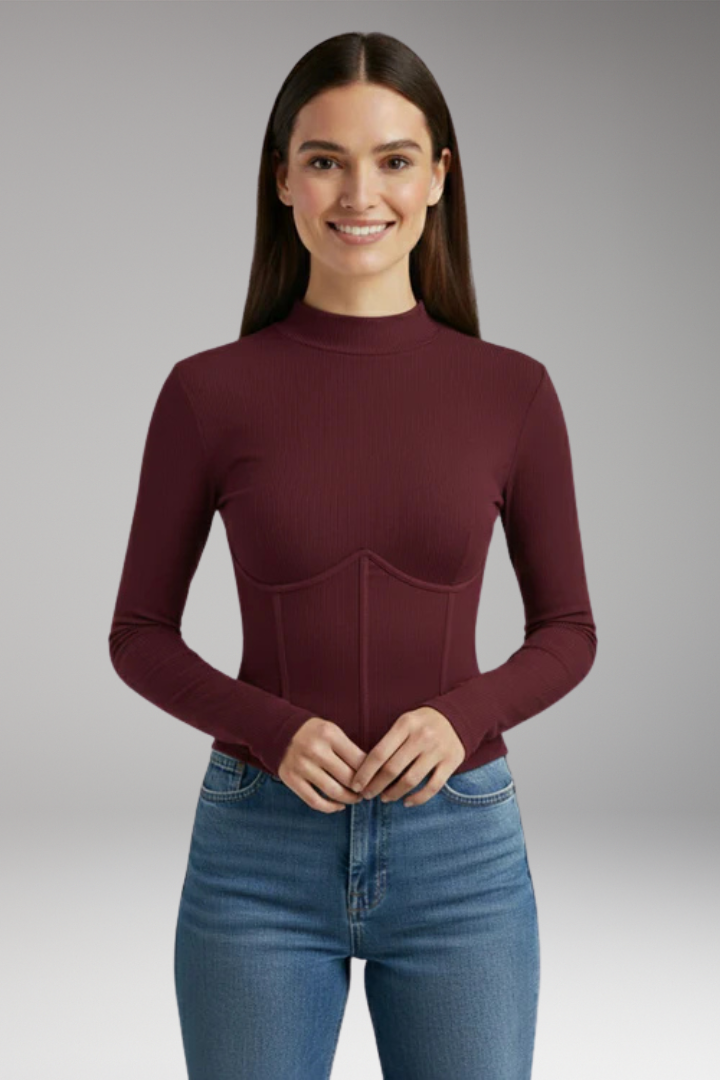Women’s Top with High Neck and Long Sleeves