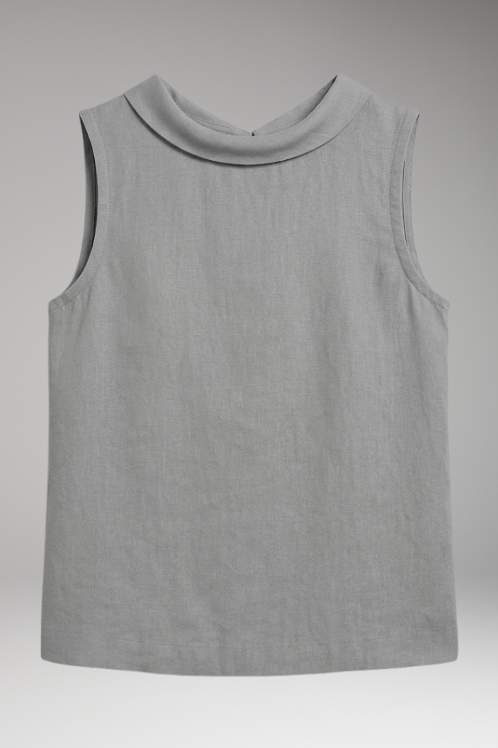 Women’s Top with Roll Collar and Sleeveless Design