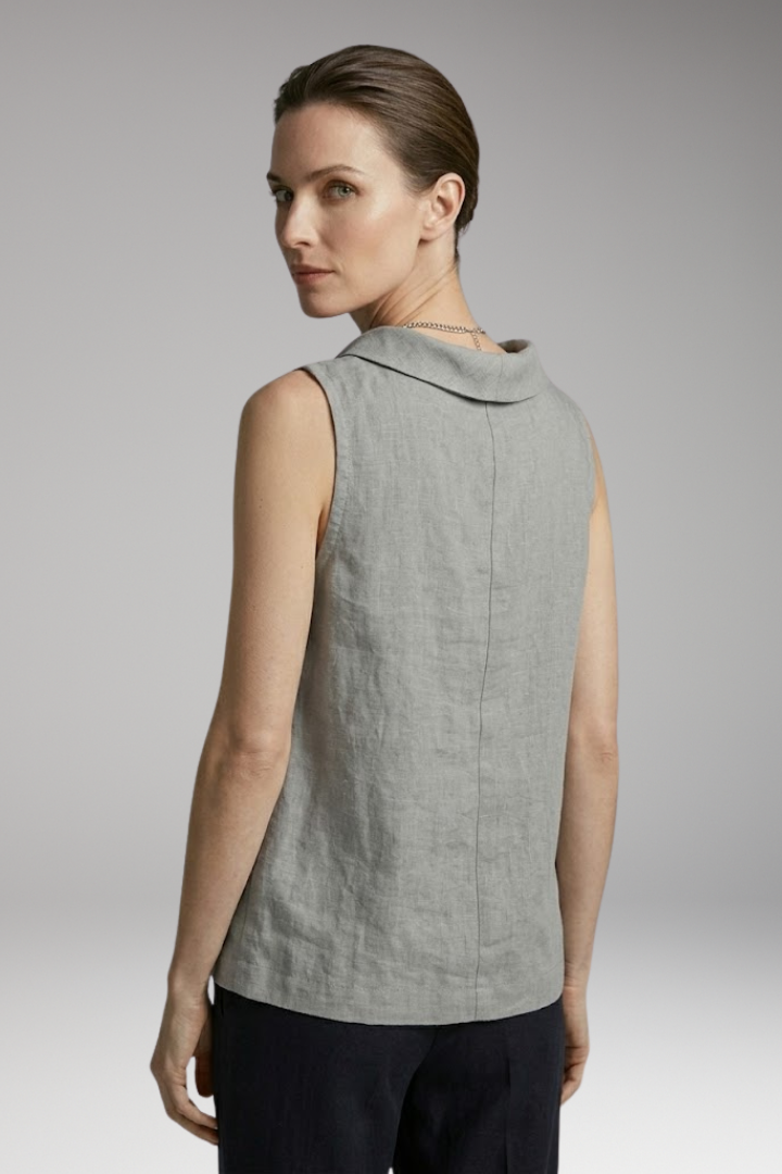 Women’s Top with Roll Collar and Sleeveless Design