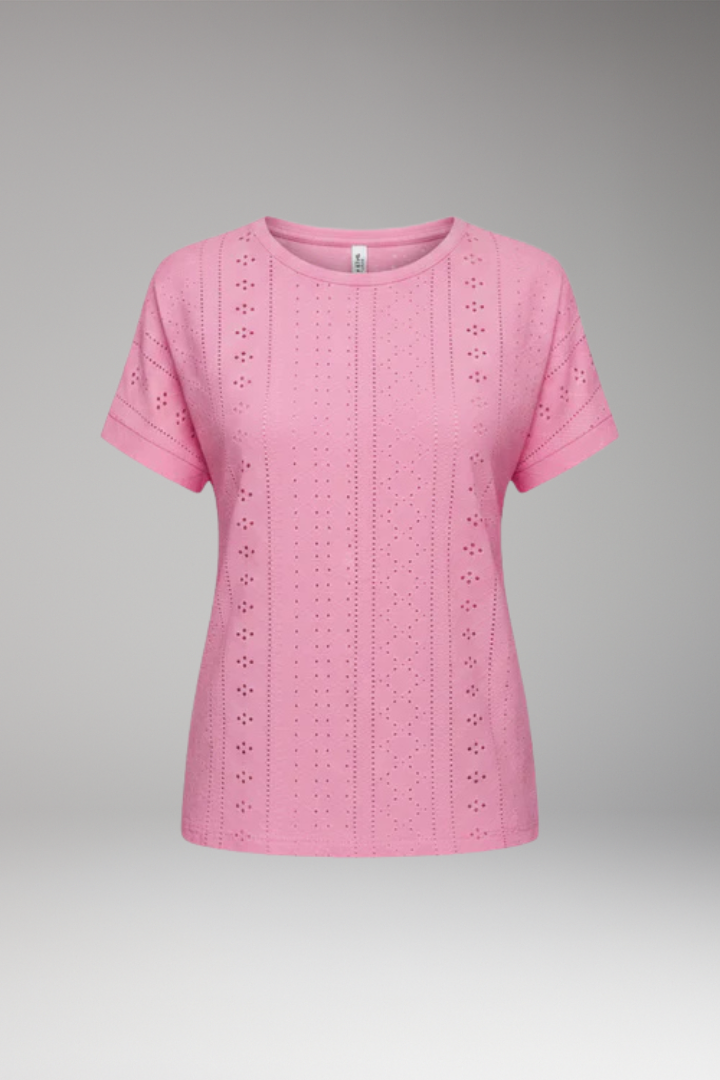 Women's Top with Round Neck and Short Sleeves