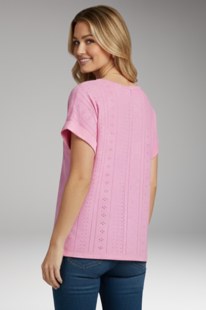Women's Top with Round Neck and Short Sleeves