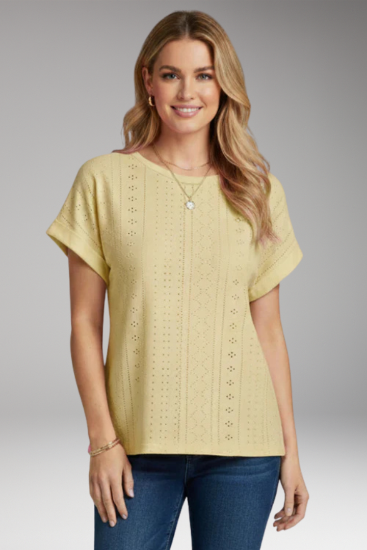 Women's Top with Round Neck and Short Sleeves