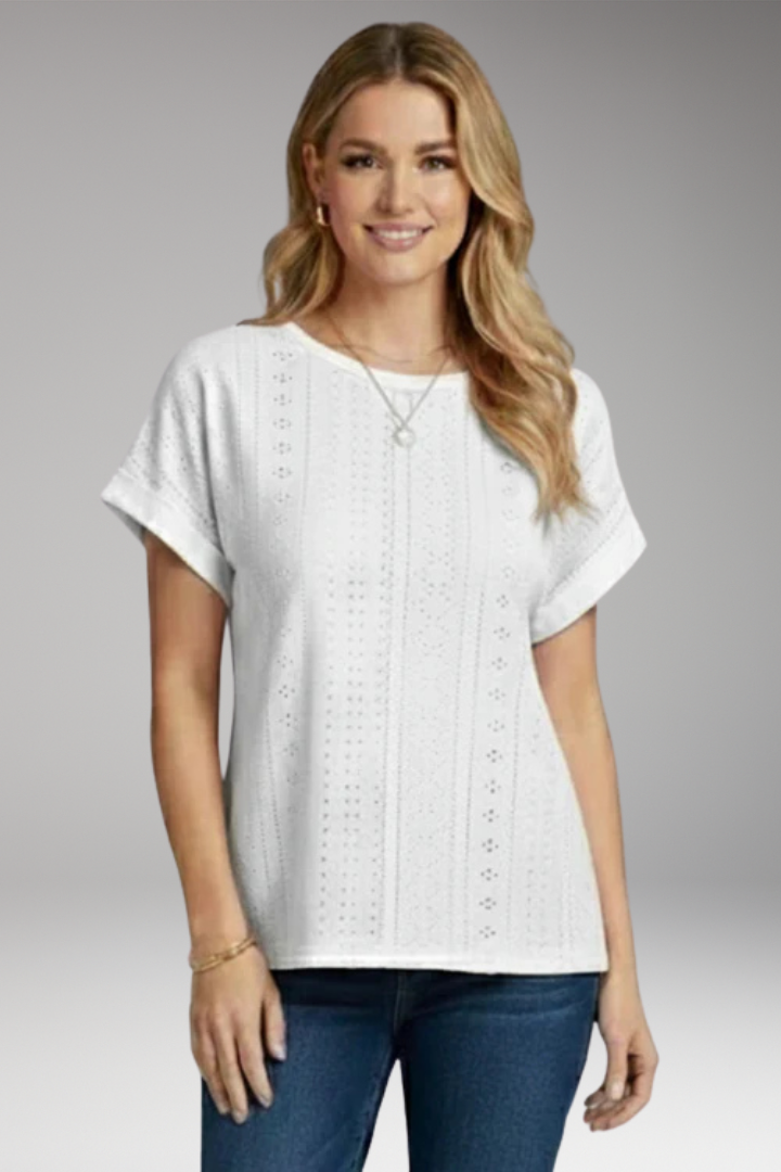 Women's Top with Round Neck and Short Sleeves