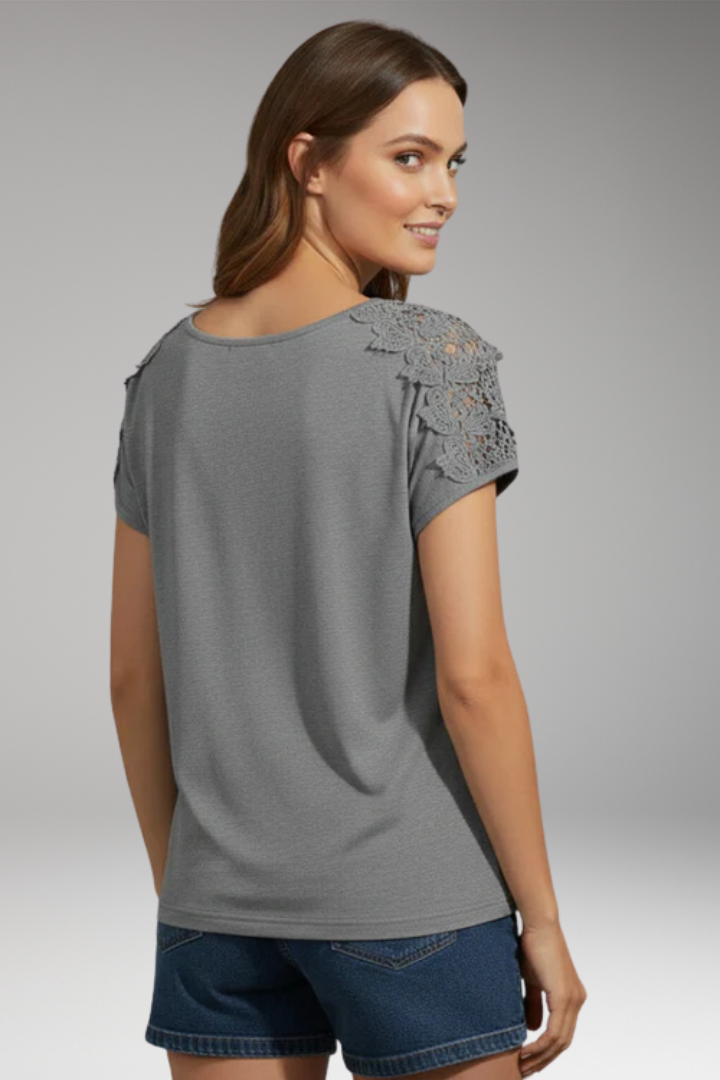 Women’s Top with Scoop Neck and Lace Sleeves