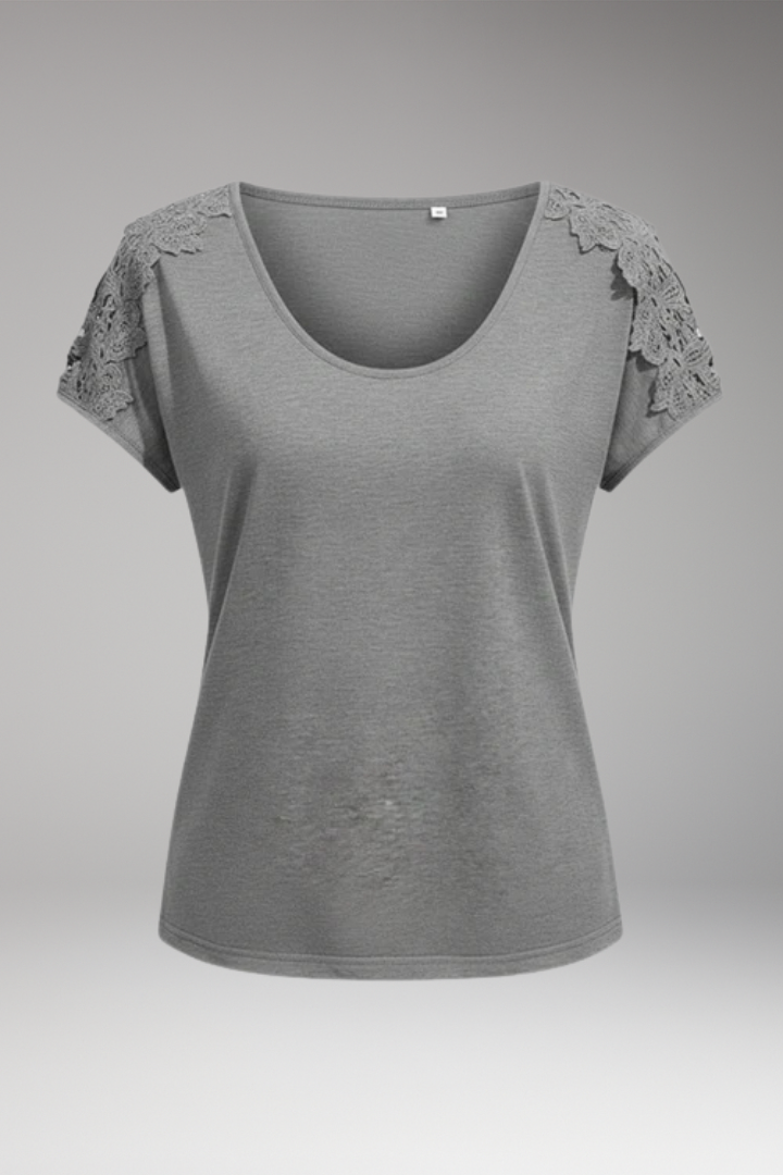 Women’s Top with Scoop Neck and Lace Sleeves