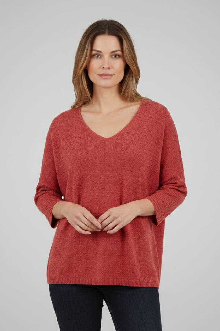 Women’s Top with V-Neck and Loose Fit