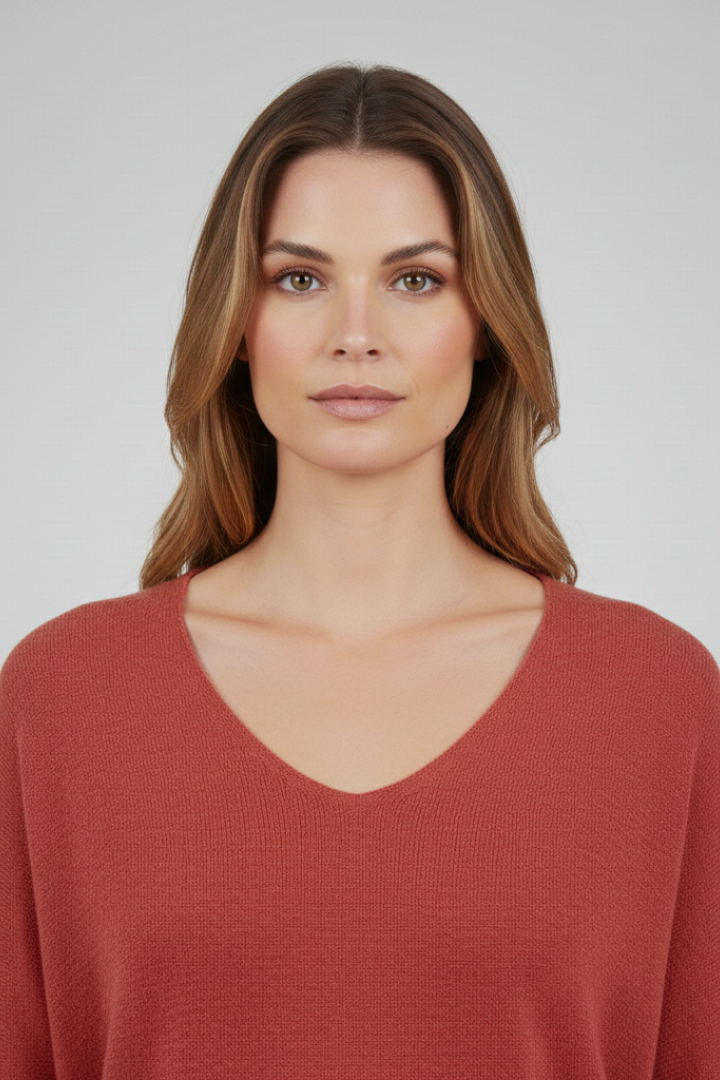 Women’s Top with V-Neck and Loose Fit