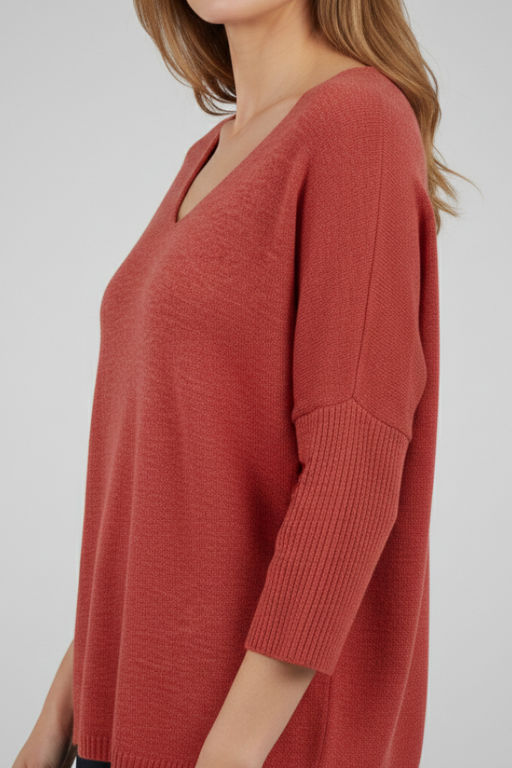 Women’s Top with V-Neck and Loose Fit