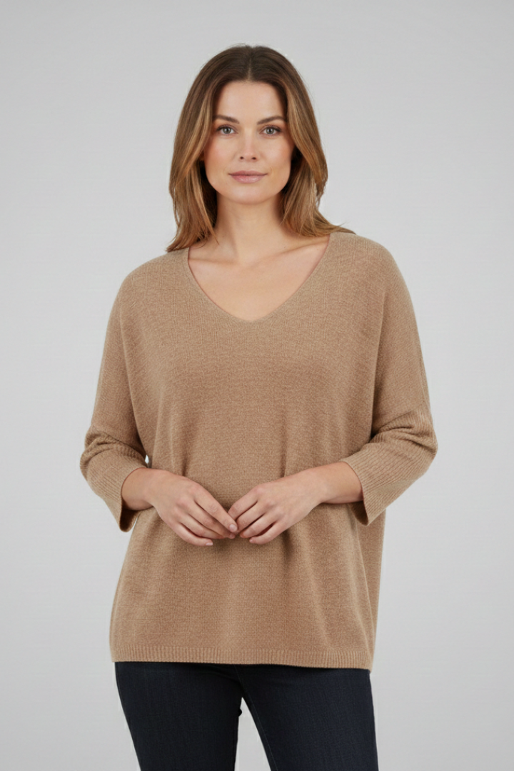Women’s Top with V-Neck and Loose Fit