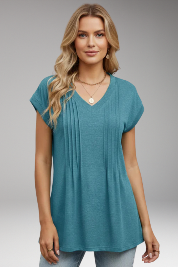 Women’s Top with V-Neck and Short Sleeves