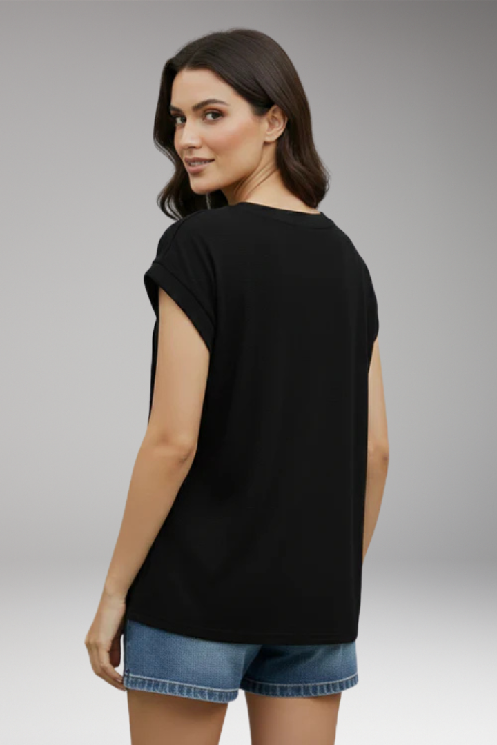 Women’s Top with V-Neck and Short Sleeves