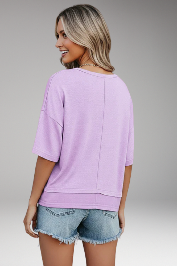 Women’s Top with V-Neck and Short Sleeves