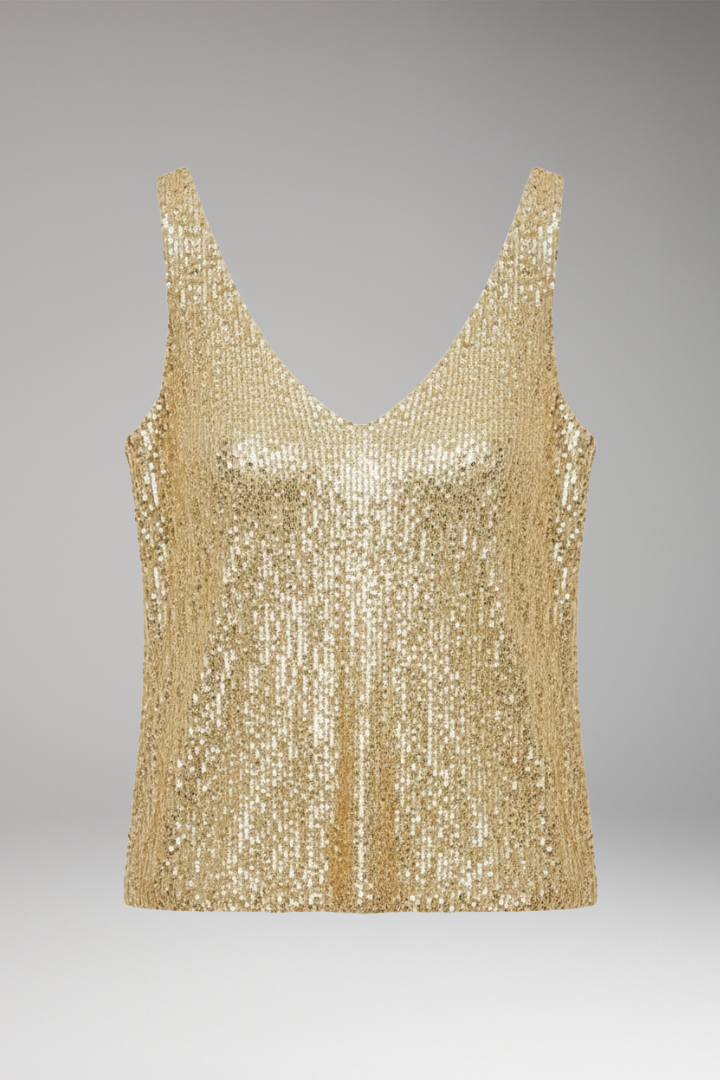 Women’s Top with V-Neckline and Sequin Surface
