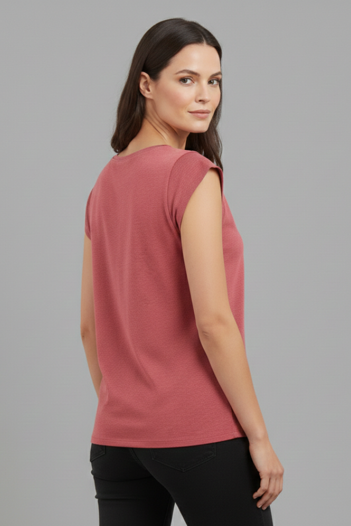 Women’s Top with V‑Neck and Cap Sleeves