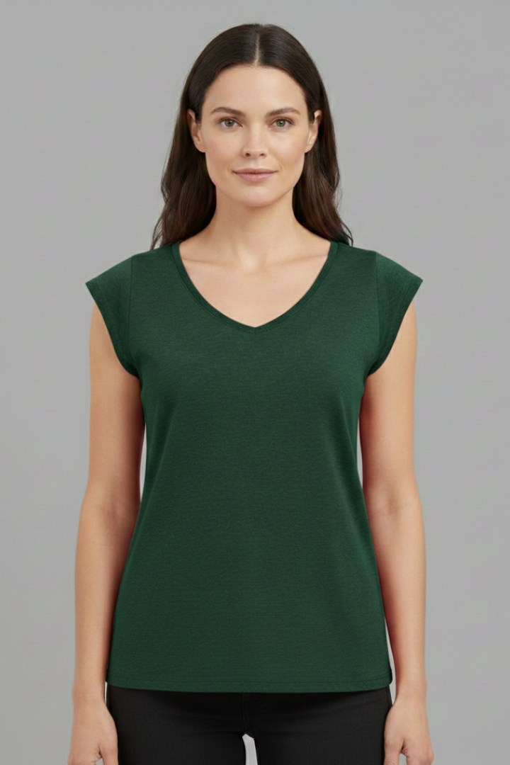Women’s Top with V‑Neck and Cap Sleeves