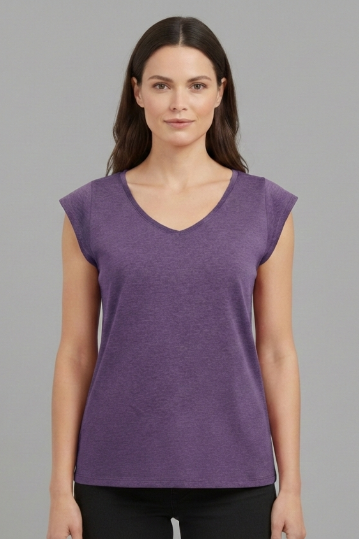 Women’s Top with V‑Neck and Cap Sleeves
