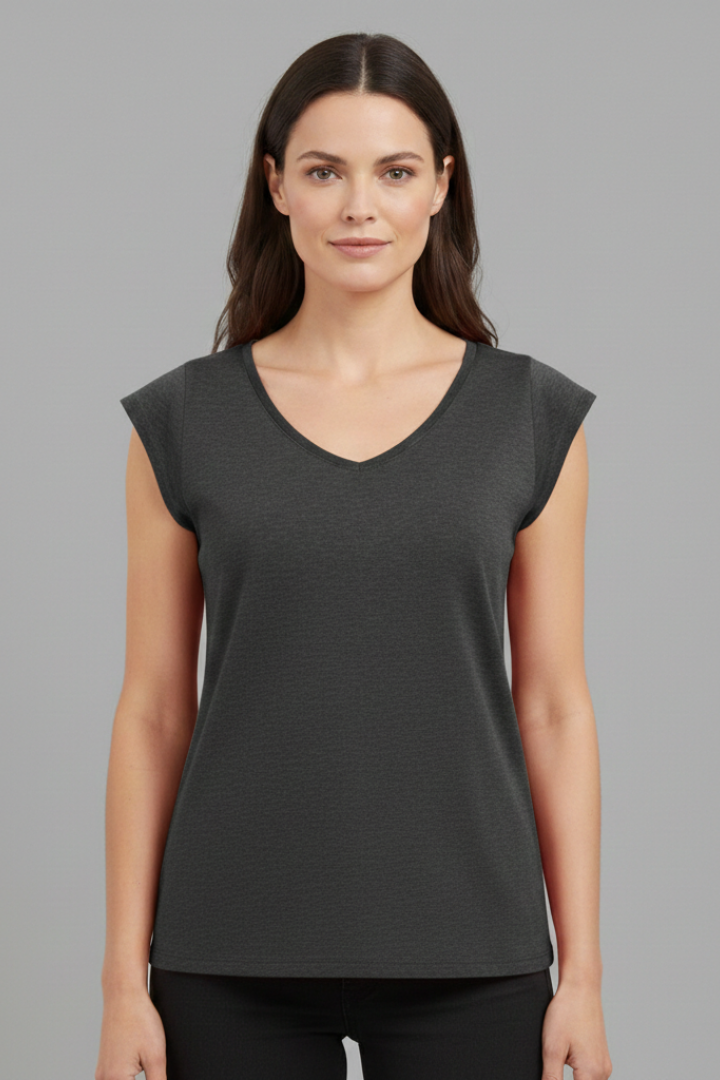 Women’s Top with V‑Neck and Cap Sleeves