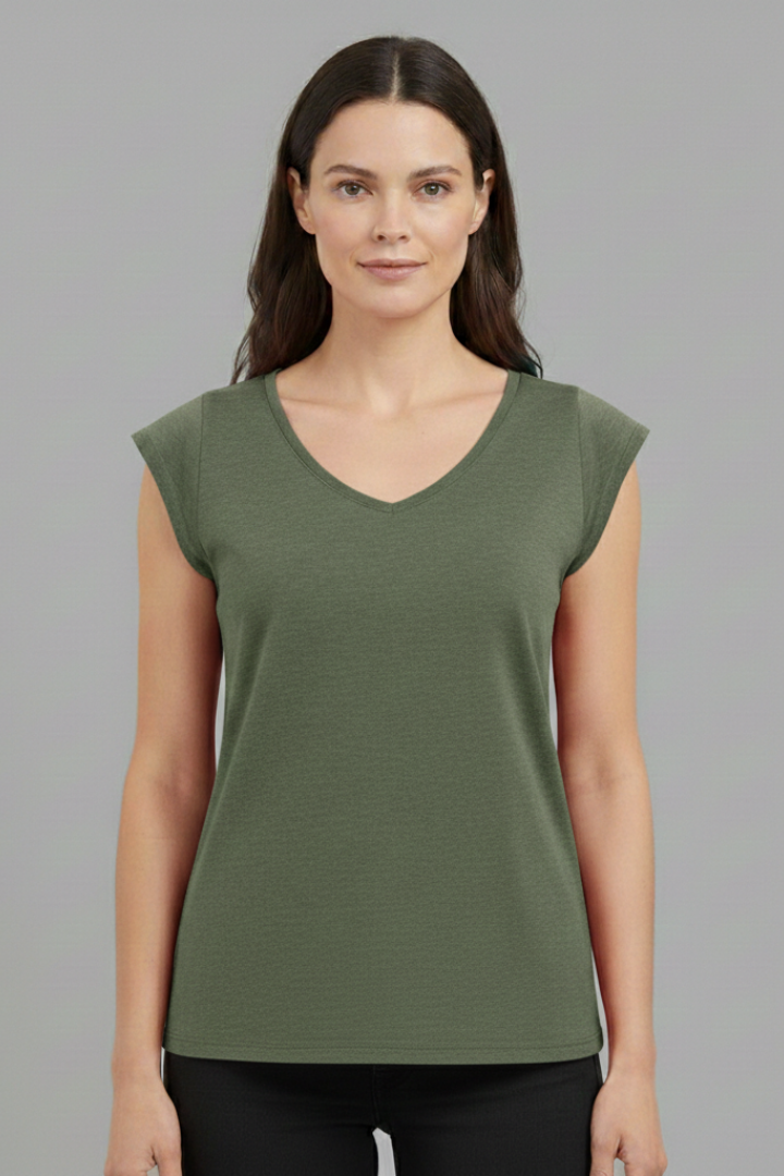 Women’s Top with V‑Neck and Cap Sleeves