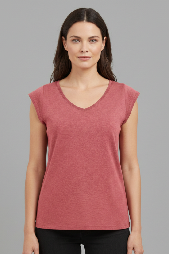 Women’s Top with V‑Neck and Cap Sleeves