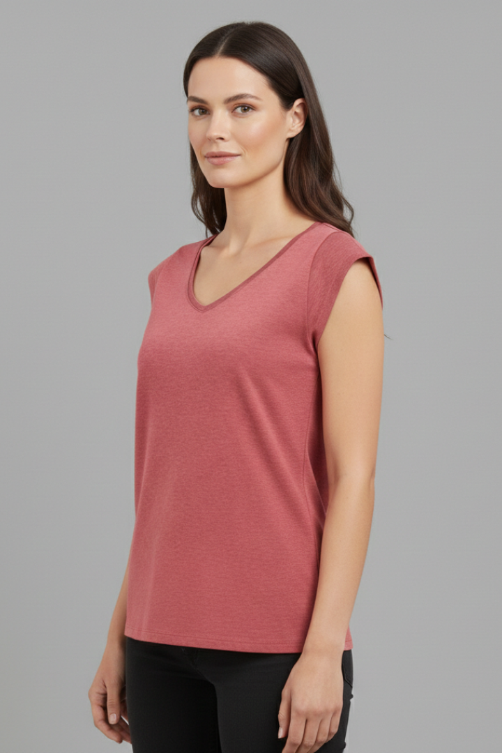 Women’s Top with V‑Neck and Cap Sleeves
