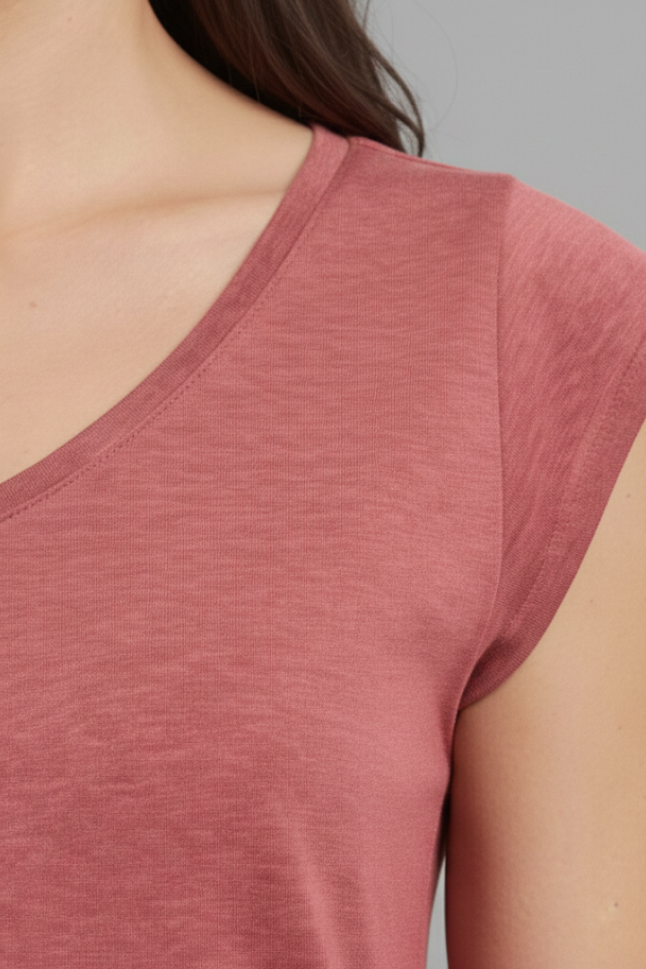 Women’s Top with V‑Neck and Cap Sleeves