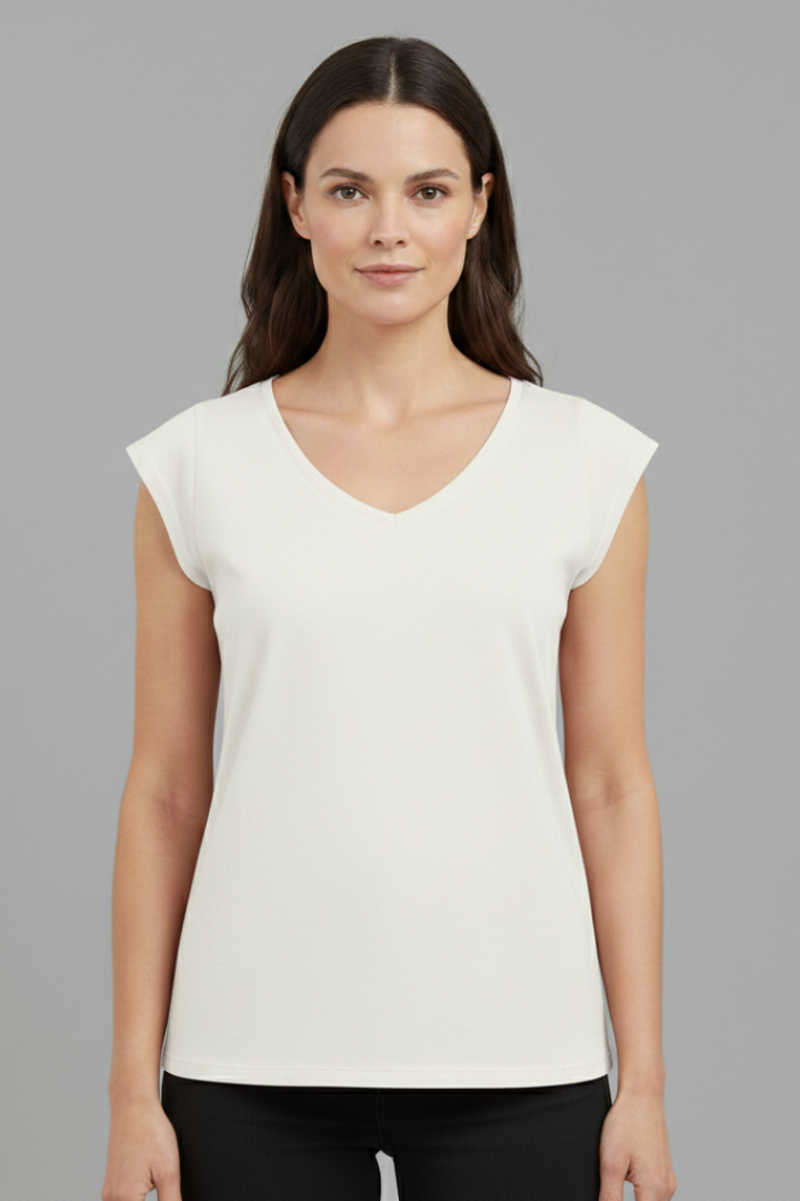 Women’s Top with V‑Neck and Cap Sleeves